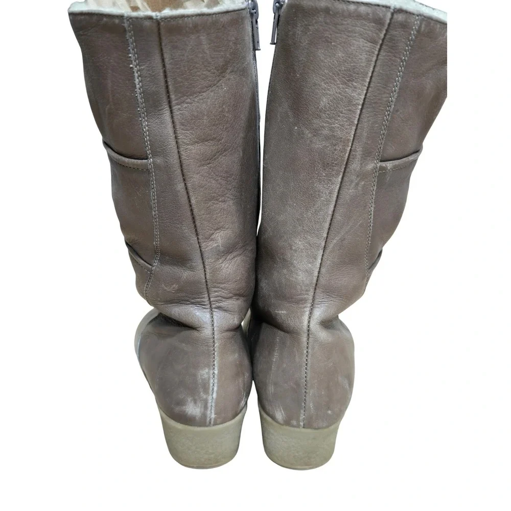 Gotthard Brown‎ Leather Shearling Lined Mid Calf Boots Unisex EU 5.5 H